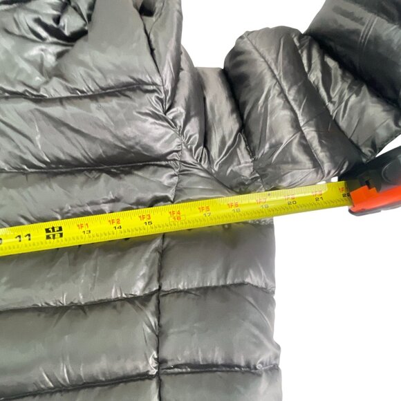 Andrew Marc Packable Lightweight Down Hood Jacket M Metallic Gray Puffer Winter - Picture 5 of 9